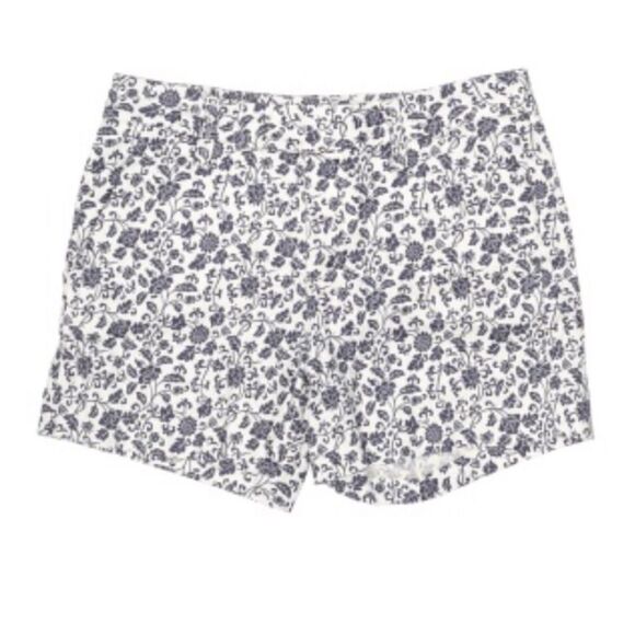 ANTHROPOLOGIE | LEVEL 99 White & Blue Floral Linen Shorts Women’s Size 2 - Picture 3 of 10